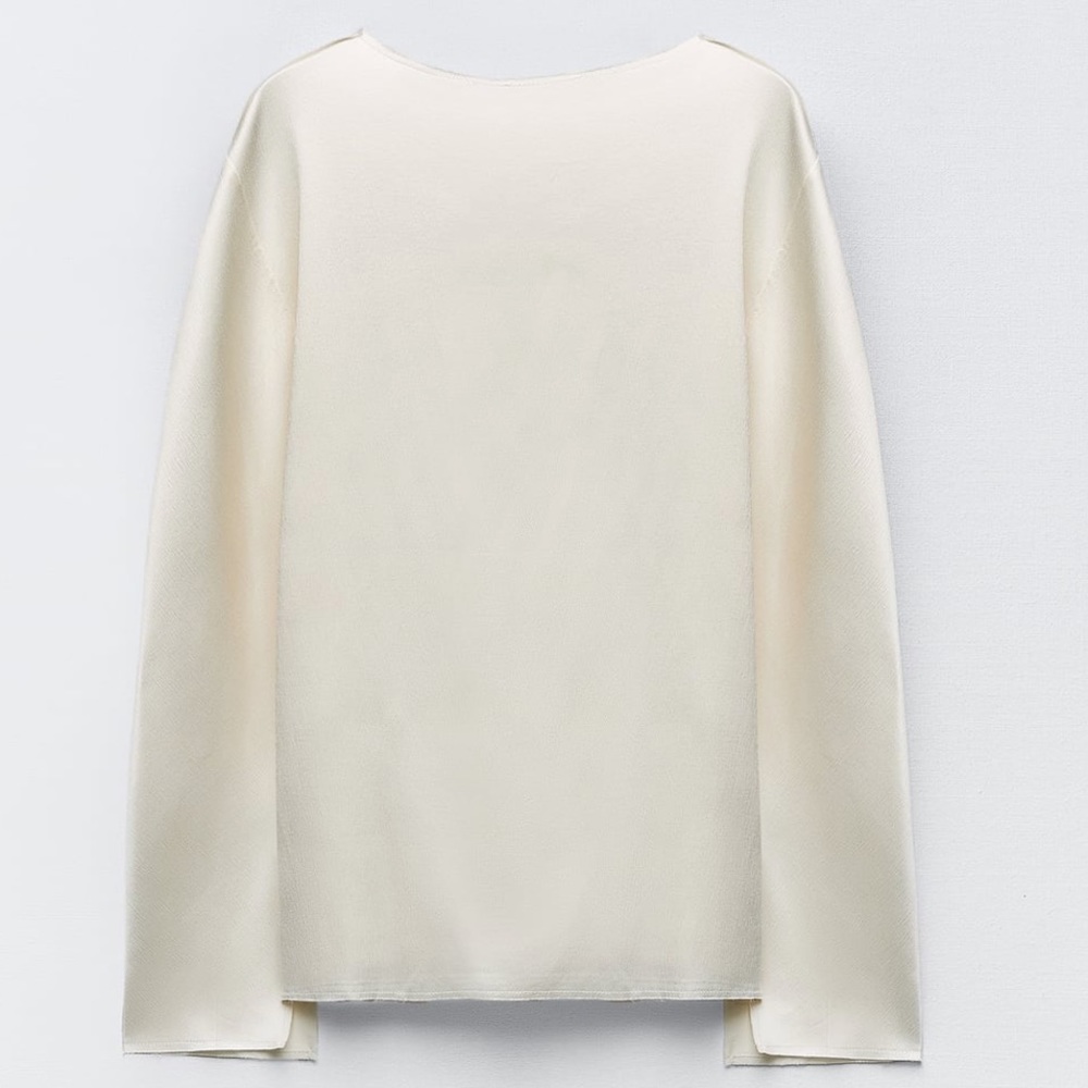 Zara NWT Satin Effect Topstitched Top - Picture 6 of 17